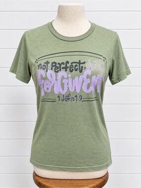 Not Perfect Just Forgiven Graphic Tee - Sage Green